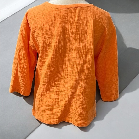 Soft Surroundings Orange Relaxed Blouse with 3/4 Sleeves - Picture 3 of 5